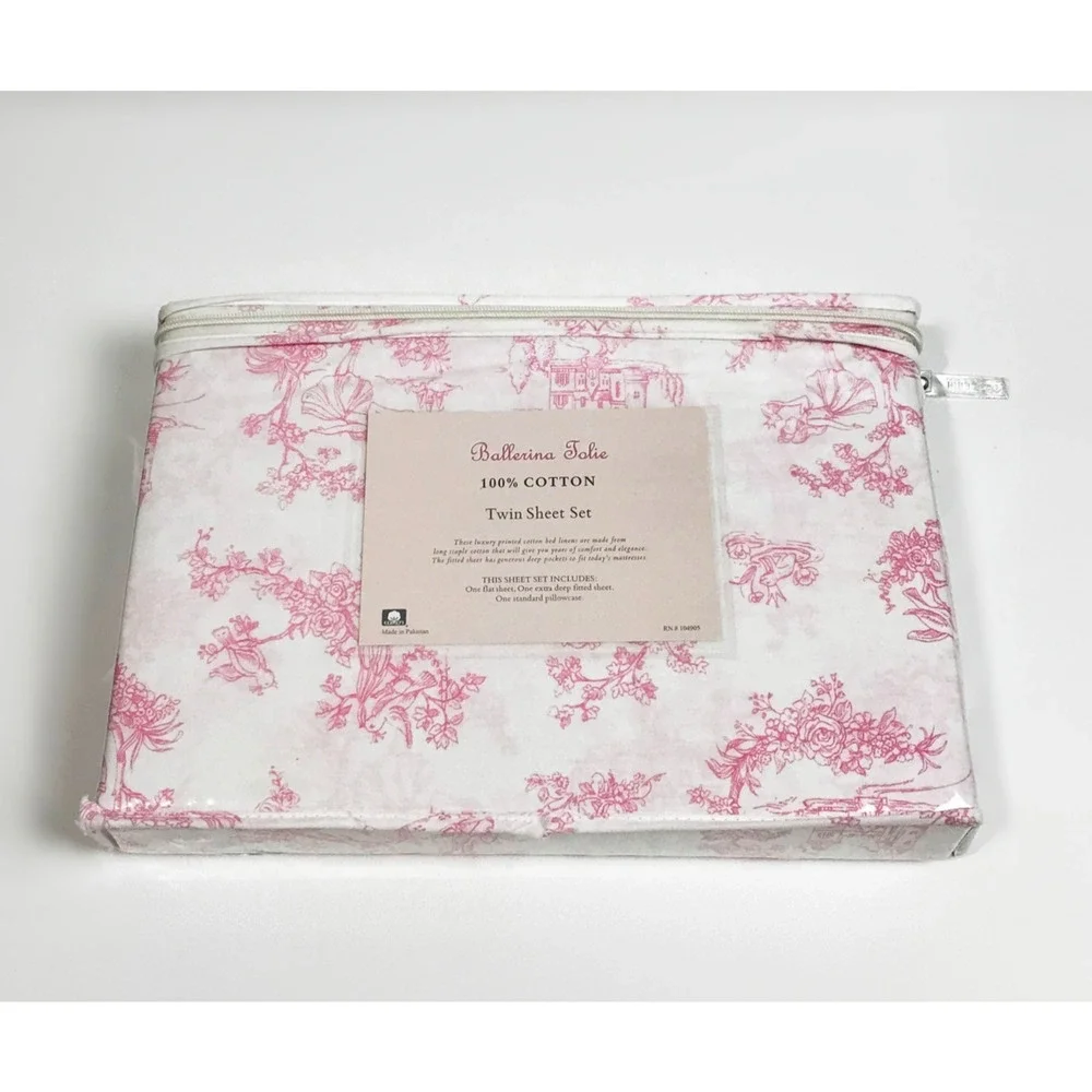 Hillcrest Ballerina Jolie Toile 100% Cotton Twin Sheet Set